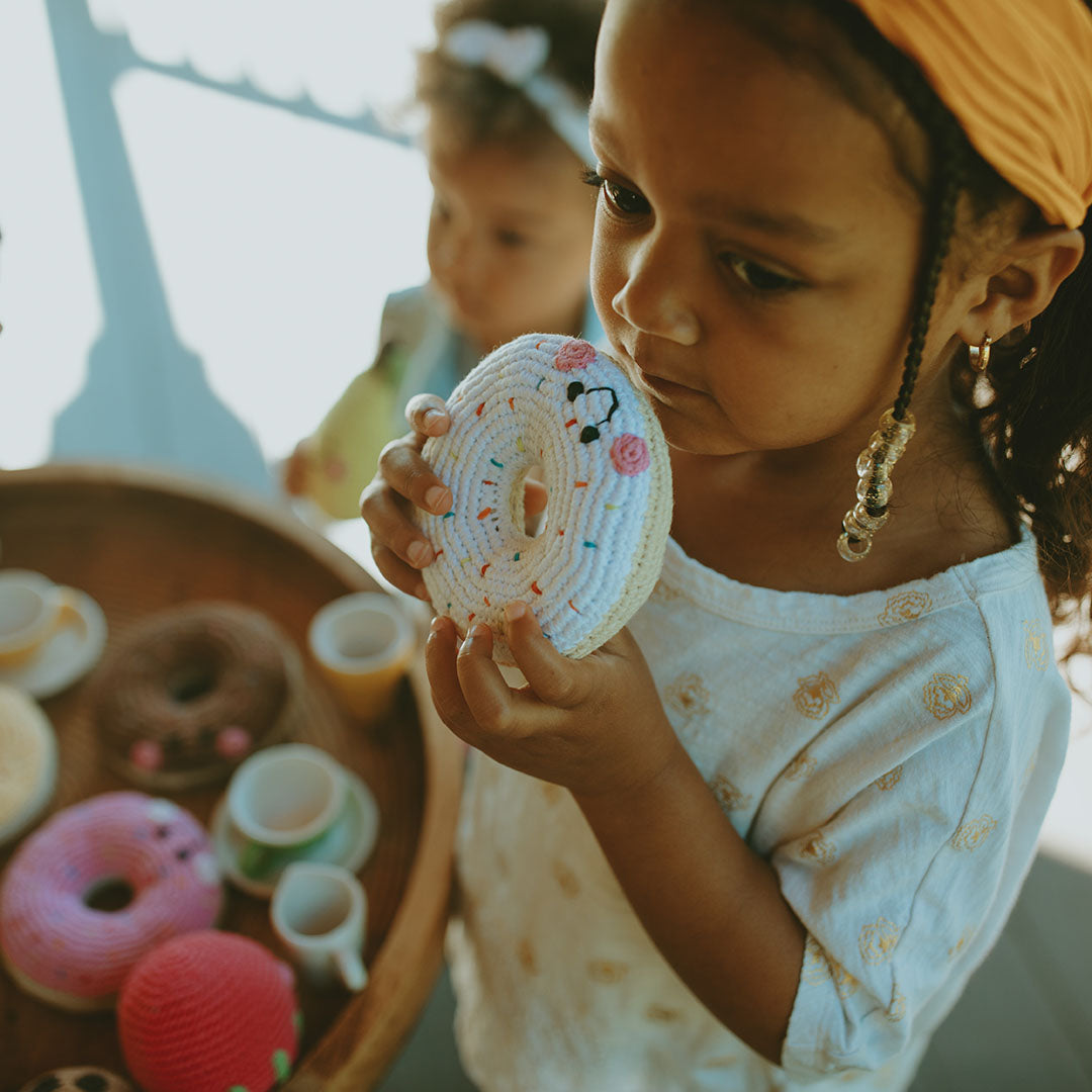 Pretend Play Food Rattle - Plush Donut Pink